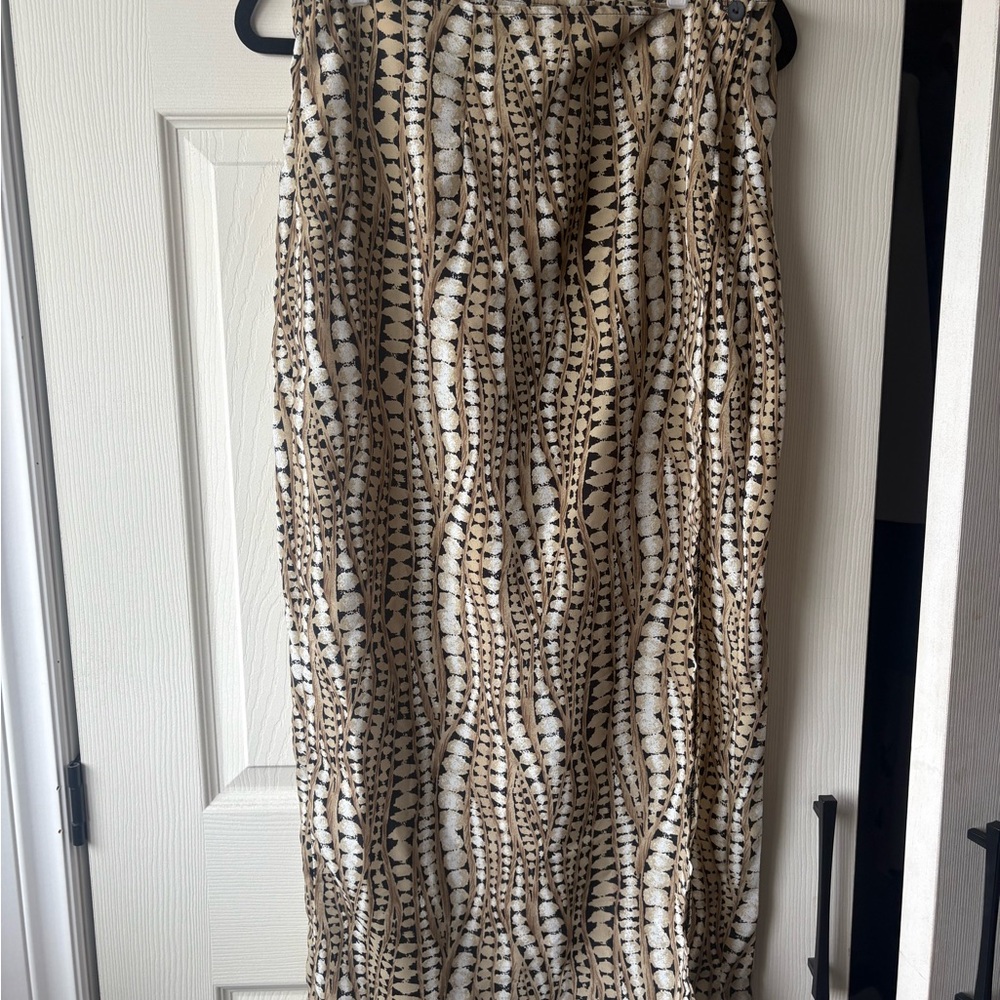 Unique Beige and Black Patterned Wrap Skirt